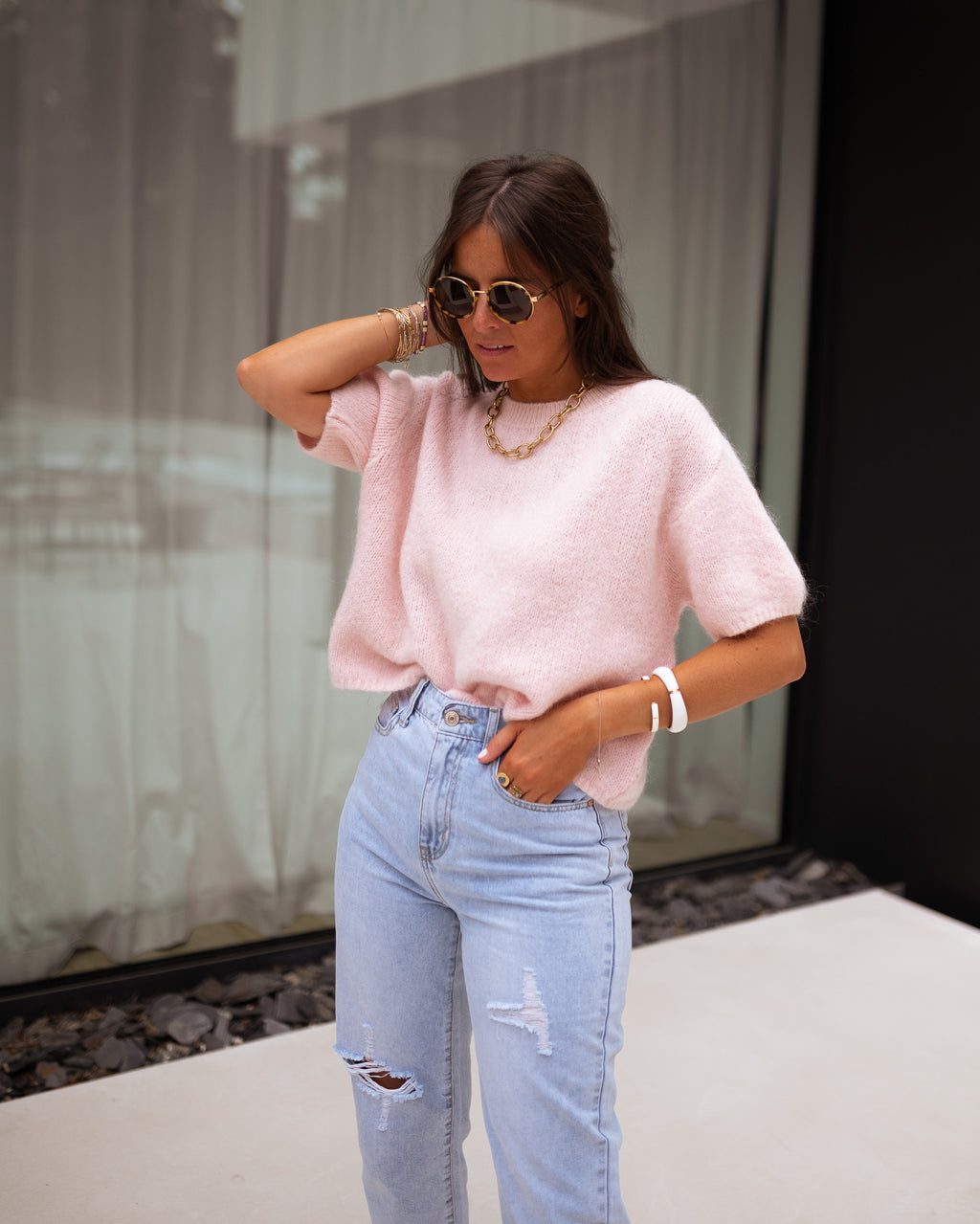 Sweater short-sleeved Rafael - Pink