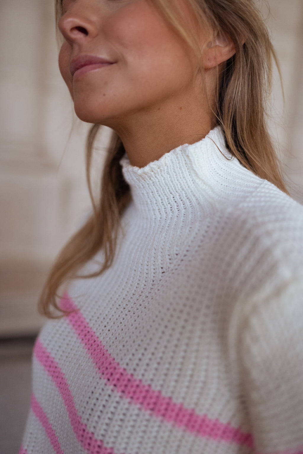 Sweater Abba - ecru and Pink