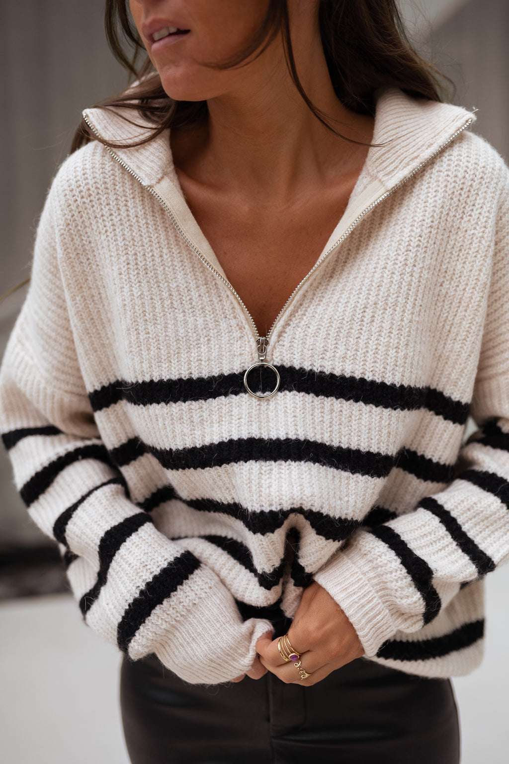 Sweater Lelio - ecru Lined