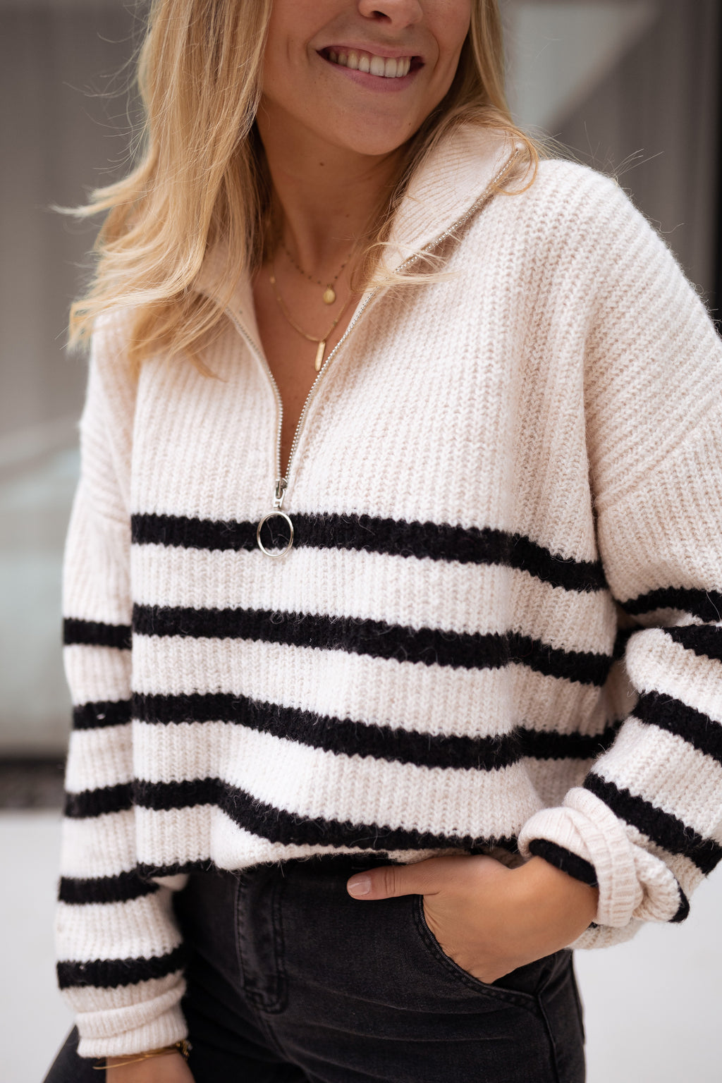 Sweater Lelio - ecru Lined