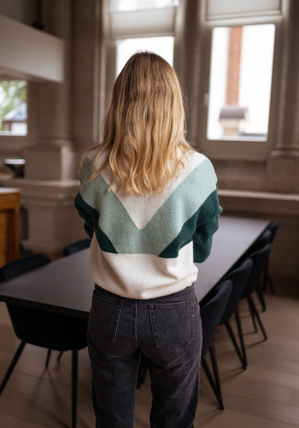 Sweater Neve - green and ecru
