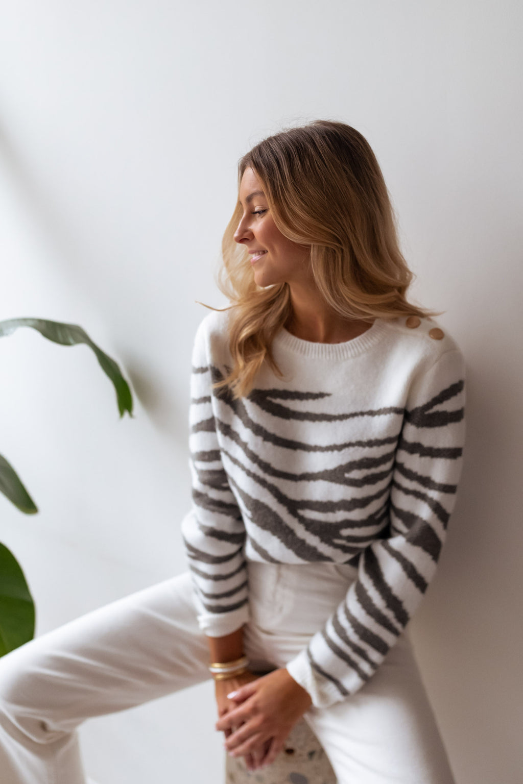 Sweater Valley - ecru patterned Khaki