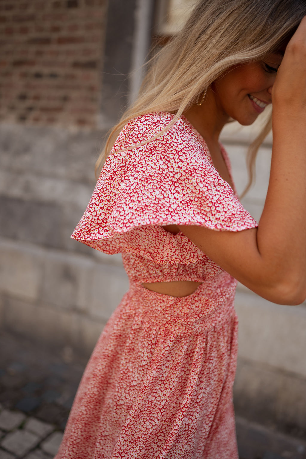 Constance dress - Pink with flowers