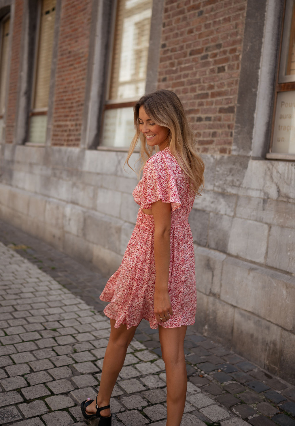 Constance dress - Pink with flowers