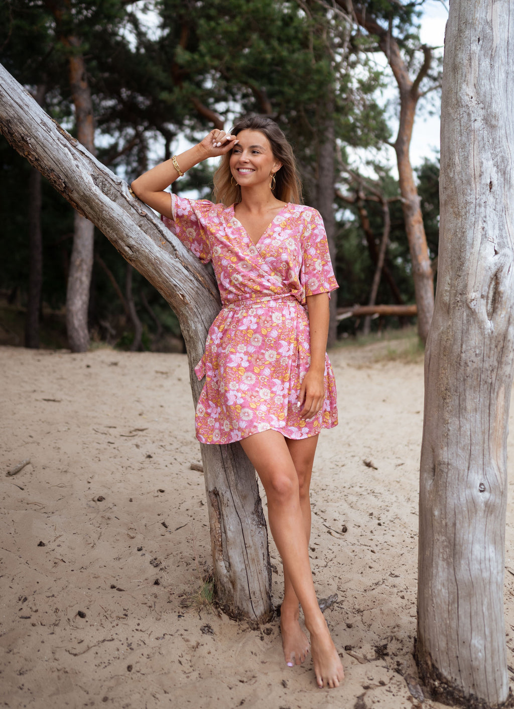 Dress Elorie - Pink flowered