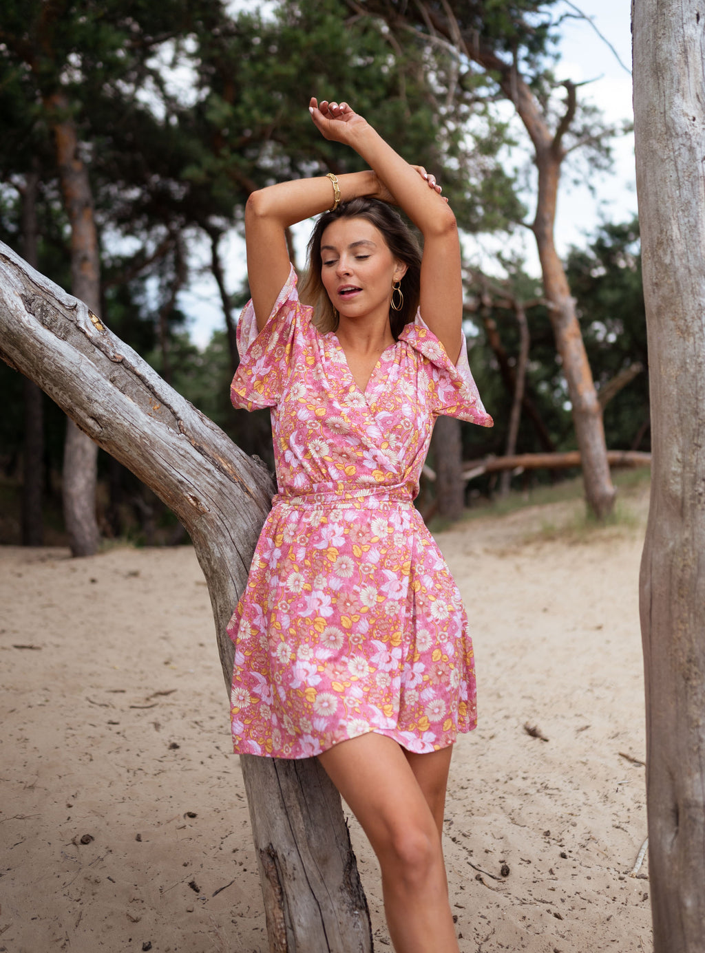 Dress Elorie - Pink flowered