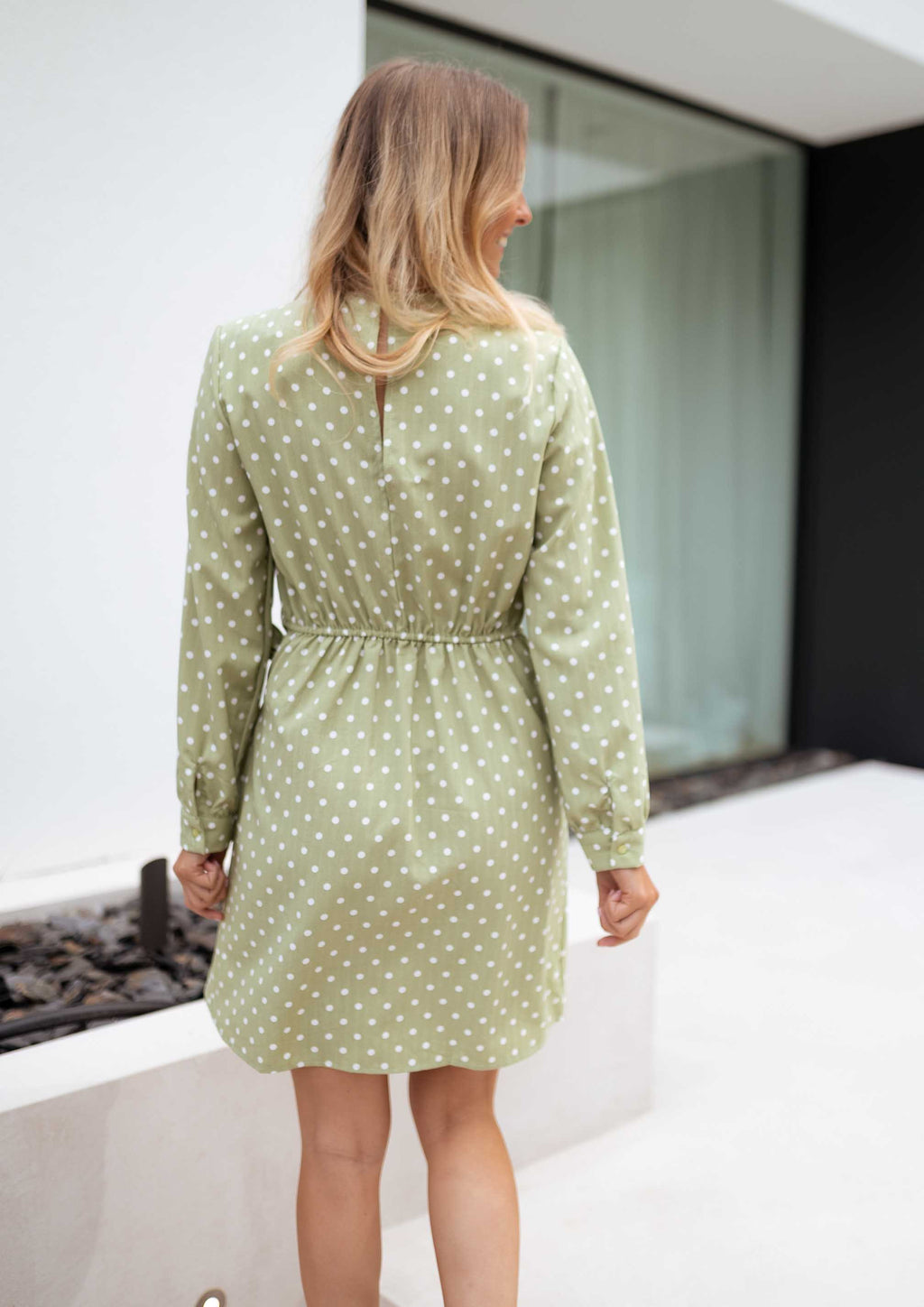 Dress Flavie - green polka dots