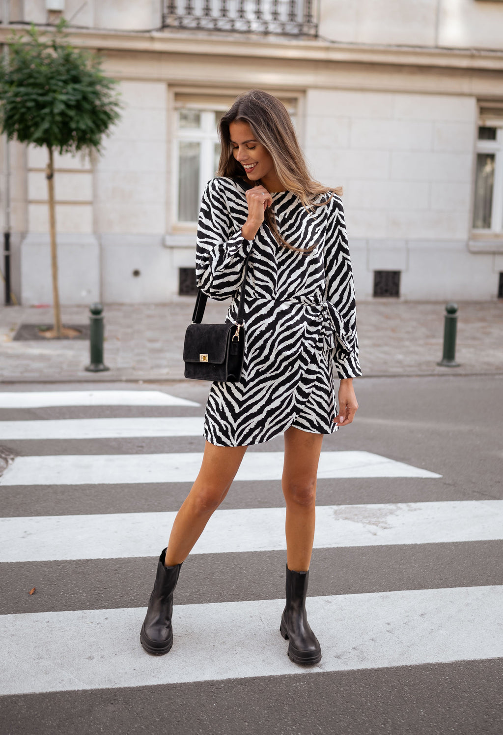 Maela Zebra dress - Black and white
