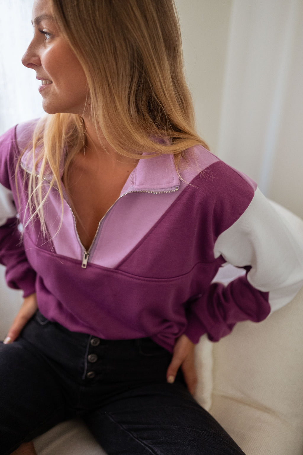 Elisabeth sweater - Purple and ecru