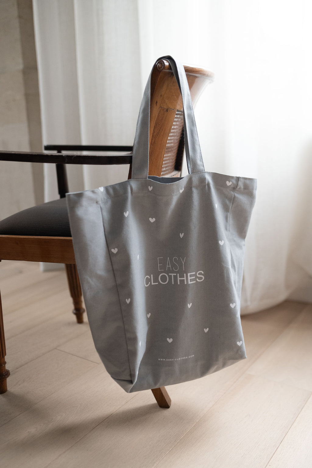 Tote bag Easy Clothes - Grey with hearts