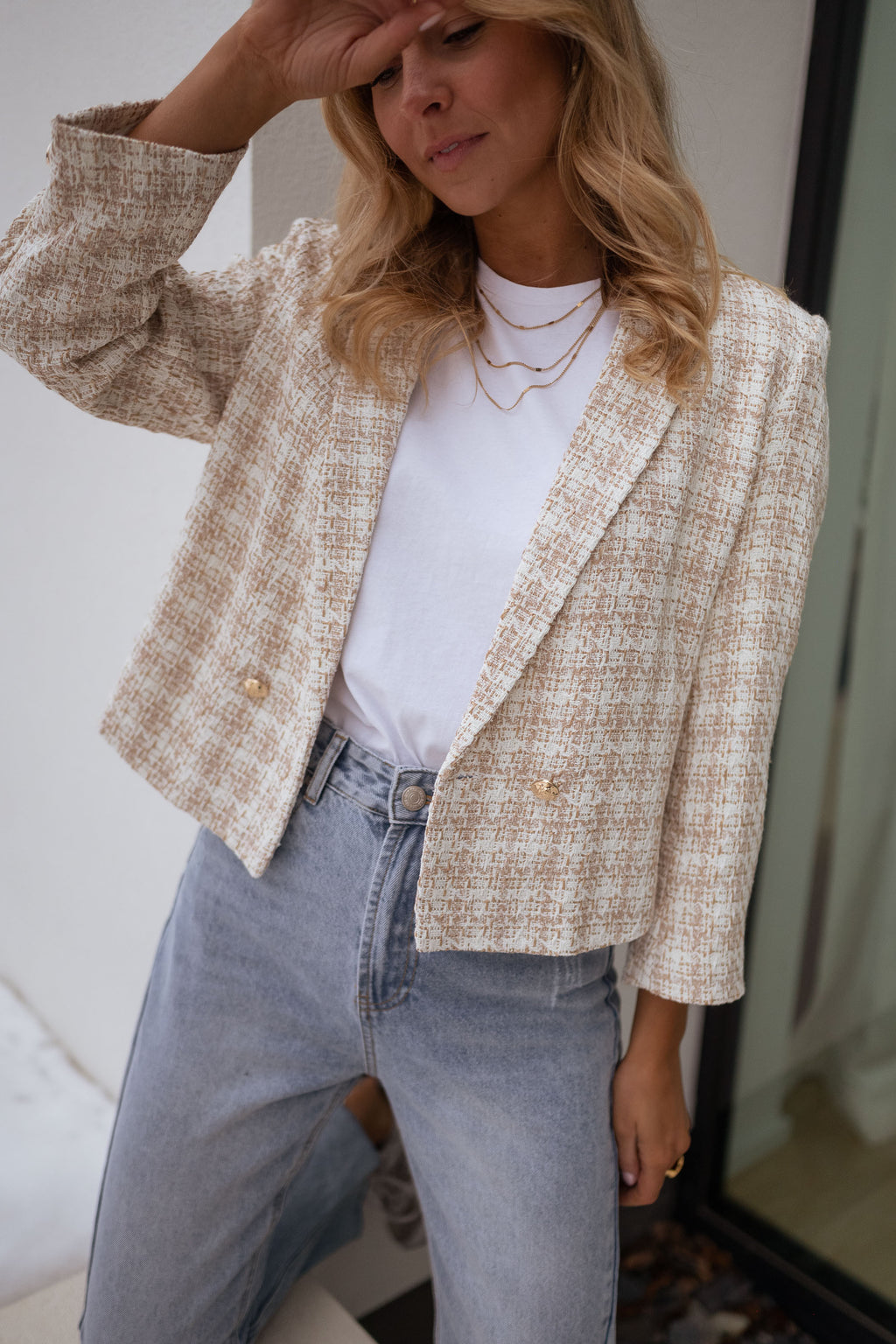 Amanda tweed jacket - ecru and beige